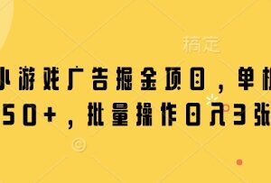 微信小游戏广告掘金项目详解 单机及批量操作收益说明-雨叶虚拟资源网