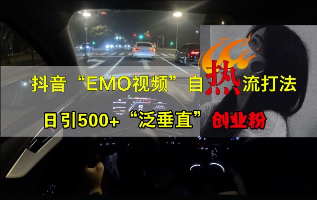 抖音EMO视频自热引流打法 日引500+泛垂直创业粉实操教程