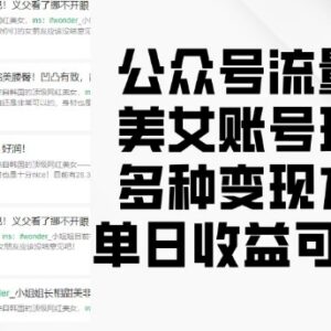 公众号流量主美女账号运营玩法 多种变现方法实操教程分享-雨叶虚拟资源网