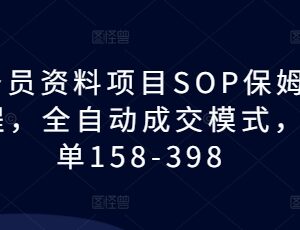 教务员资料项目SOP保姆级教程 全自动成交模式单客收益158-398-雨叶虚拟资源网