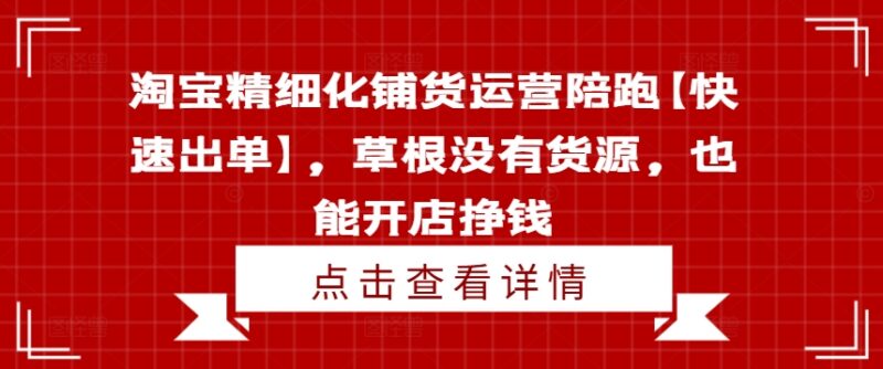 淘宝精细化铺货运营陪跑教程 无货源草根新手也能开店快速出单