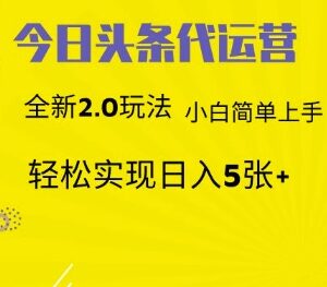 今日头条代运营2.0玩法详解 小白可上手的低门槛赚钱项目-雨叶虚拟资源网