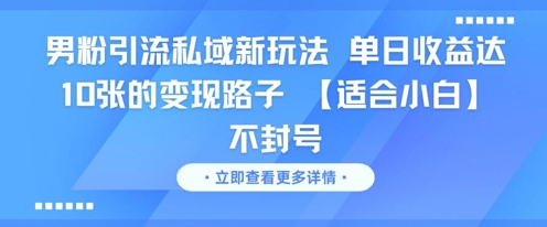适合小白的男粉私域引流不封号玩法 高收益变现实操攻略