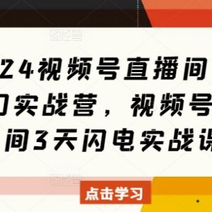 2024视频号直播爆单实战营 3天快速起号运营全流程教程-雨叶虚拟资源网