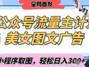 2025公众号美女图文流量主项目 搭配小程序取图变现实操指南-雨叶虚拟资源网