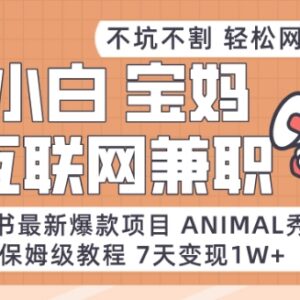 小红书Animal秀爆款项目 新手副业变现实操全教程-雨叶虚拟资源网