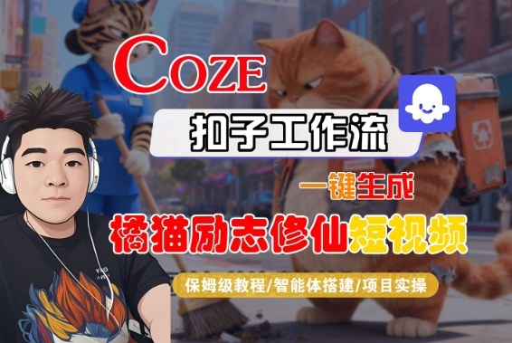 Coze扣子智能体工作流一键生成橘猫励志修仙短视频全流程保姆级教学