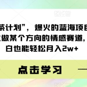 绿茶计划蓝海情感赛道项目解析 小白可操作的盈利玩法揭秘-雨叶虚拟资源网