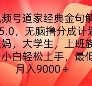视频号道家经典金句解析赚分成项目拆解 小白零经验可轻松上手-雨叶虚拟资源网