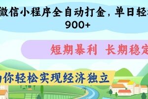 微信小程序全自动打金副业详解 低门槛稳定收益项目实操指南-雨叶虚拟资源网