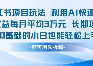 小白可操作小红书AI涨粉项目 零成本长期运营月均收益过万-雨叶虚拟资源网