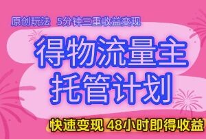 得物流量主托管计划玩法揭秘 低门槛多重变现最快48小时得收益-雨叶虚拟资源网