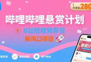 B站悬赏计划短视频带货实操 新手零门槛7天赚佣金项目详解-雨叶虚拟资源网