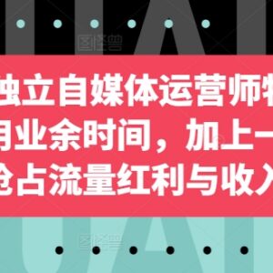 2024独立自媒体运营师特训营 业余学习抢流量红利增副业收入-雨叶虚拟资源网