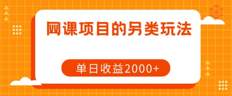网课项目低门槛另类实操玩法拆解 单人单日可实现2000+收益