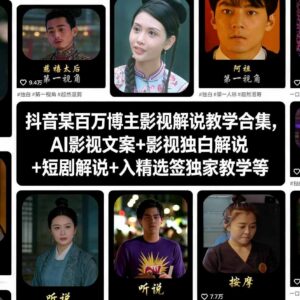 抖音百万博主影视解说教学合集 含AI文案短剧剪辑全流程教程-雨叶虚拟资源网