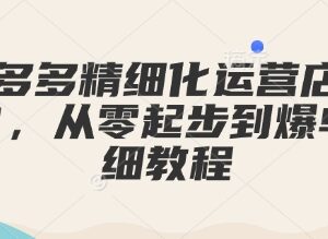 拼多多店铺0-1精细化运营教程 新手从起步到爆单实操指南-雨叶虚拟资源网