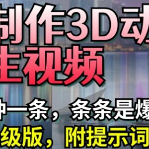 AI制作3D动画养生视频实操教程 低竞争高流量玩法附提示词-雨叶虚拟资源网