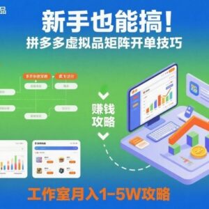 新手拼多多虚拟品矩阵开单技巧 低门槛副业月入1-5W实操攻略-雨叶虚拟资源网