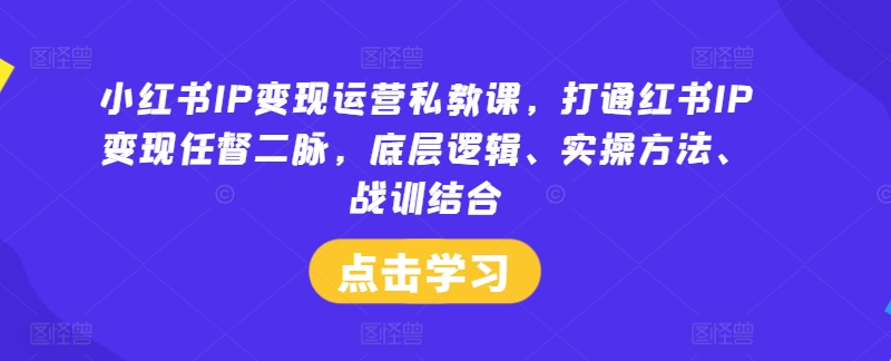 小红书IP变现运营私教课 从0到1掌握起号实操与变现全流程