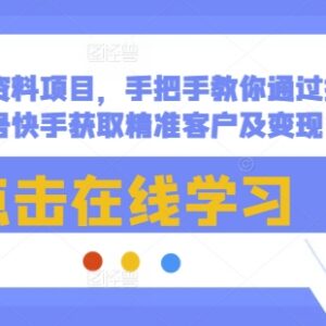 2024中小学电子教辅项目 抖快视频号获客变现全实操教程-雨叶虚拟资源网