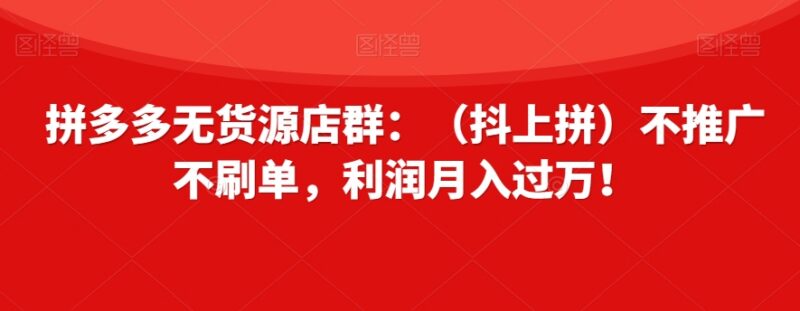 拼多多抖上拼无货源店群实操攻略 无需推广刷单落地玩法教程