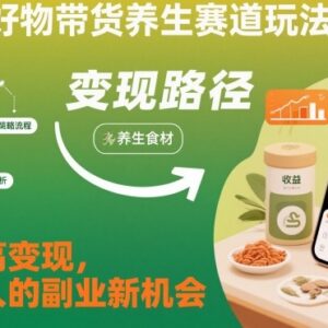 快手养生好物带货玩法解析 低粉高变现普通人副业入门指南-雨叶虚拟资源网