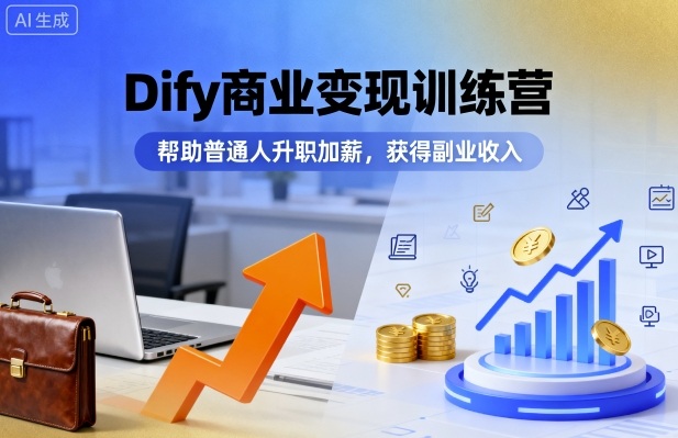 Dify商业变现训练营教程 掌握AI搭建技能获副业与职场收益