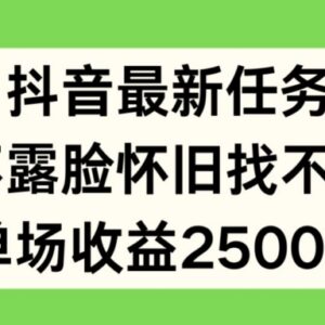 抖音不露脸怀旧找不同直播任务玩法 单场2.5k收益实操解析-雨叶虚拟资源网