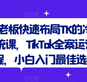 TikTok全案运营系统课 跨境卖家TK冷启动入门实操教程-雨叶虚拟资源网