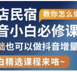 抖音本地生活酒店民宿运营指南 0基础也能实现流量增量-雨叶虚拟资源网