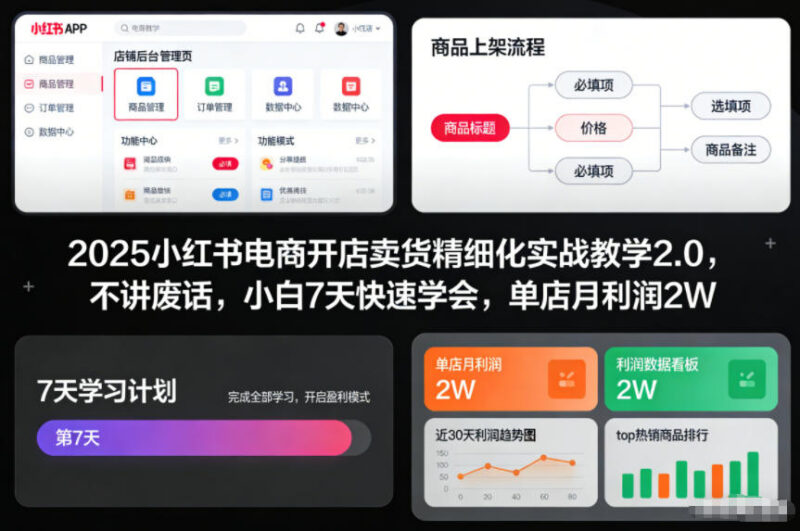 2025小红书电商开店精细化实战教程 小白零基础入门卖货指南