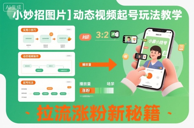小妙招图片+动态视频起号教程 AI制内容涨粉吸宝妈粉实操方法
