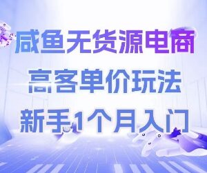 闲鱼无货源电商高客单价玩法攻略 新手1个月即可入门实操-雨叶虚拟资源网
