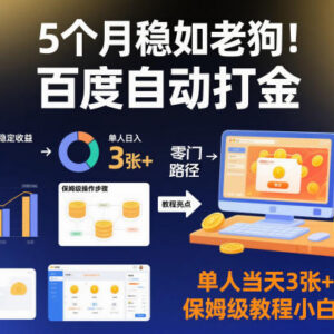 已稳定运行5个月百度自动打金教程 小白零门槛单日可赚300元-雨叶虚拟资源网