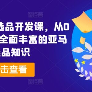 2024亚马逊从0到1选品开发课 全体系实操落地避坑教程-雨叶虚拟资源网