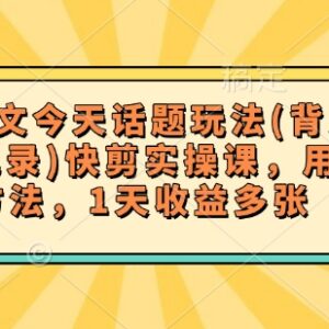 小说推文话题玩法实操课 背景图加聊天记录快剪赚佣金教程-雨叶虚拟资源网