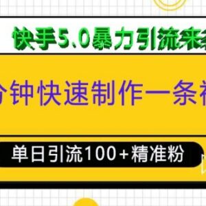 快手5.0创业粉引流玩法 三分钟做视频单日获100+精准用户-雨叶虚拟资源网
