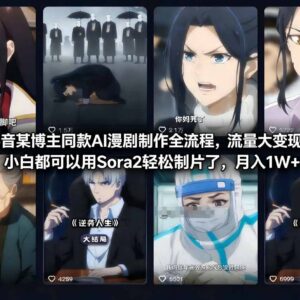 Sora2制作AI漫剧全流程教程 小白可上手的低门槛副业变现项目-雨叶虚拟资源网