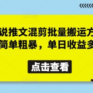 小说推文混剪批量搬运操作方法 零基础零粉丝可做变现教程-雨叶虚拟资源网