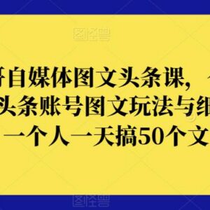 今日头条图文账号运营实操教程 单人日产50篇内容玩法细节全解析-雨叶虚拟资源网