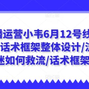 2024年6月小韦抖音直播运营线下课 话术设计救流千川投放全攻略-雨叶虚拟资源网