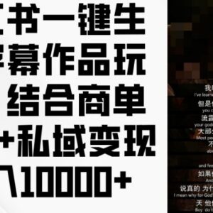 小红书一键生成字幕作品玩法 商单+私域变现实操指南-雨叶虚拟资源网