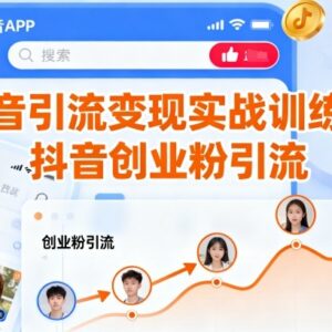 抖音创业粉引流变现实战训练营 从养号到分发全流程教学-雨叶虚拟资源网