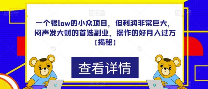 小众低门槛高利润副业项目详解 操作简单做好可月入过万