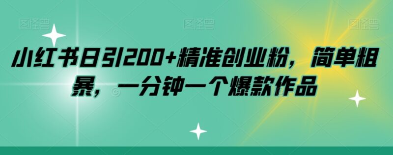 小红书精准创业粉引流方法 日引200粉爆款作品制作实操教程