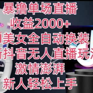 抖音AI美女全自动换装无人直播玩法 新人易上手单场收益超2千-雨叶虚拟资源网