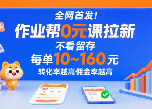 作业帮0元课拉新项目实操 无留存要求低门槛赚推广佣金-雨叶虚拟资源网