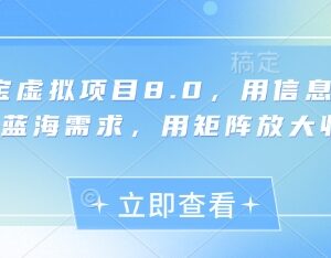 淘宝虚拟项目8.0实操教程 靠信息差抓蓝海需求矩阵提收益-雨叶虚拟资源网