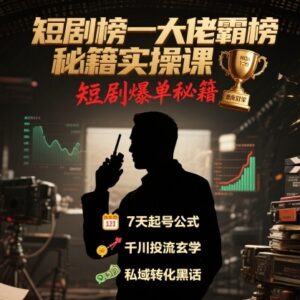 短剧推广爆单实操教程 榜一大佬霸榜获高收益实战经验分享-雨叶虚拟资源网